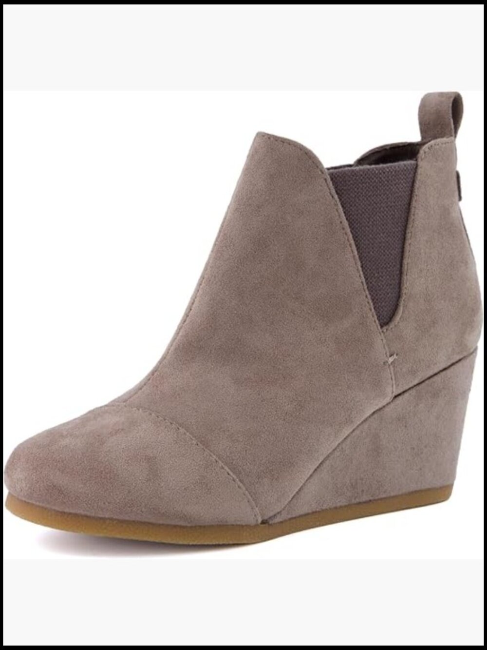 Wedge Bootie Soft Vegan Suede Slip-On Memory Foam Ankle Bootie Wide Width
